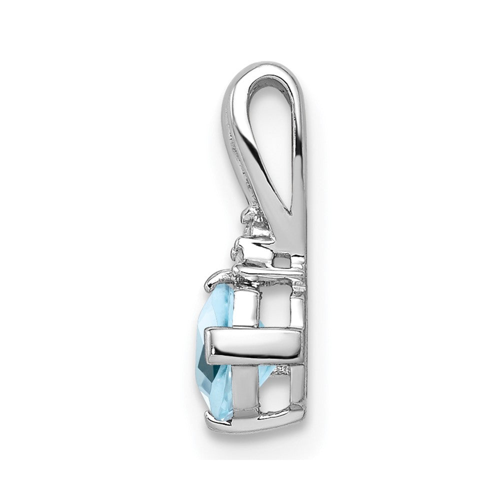 Sterling Silver Rhodium Plated Diamond & Sky Blue Topaz Pendant