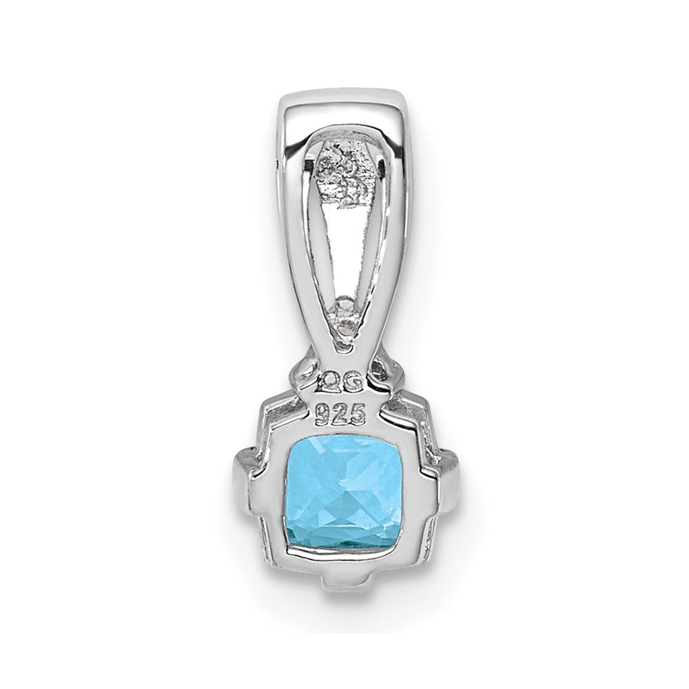 Sterling Silver Rhodium Plated Diamond & Sky Blue Topaz Pendant