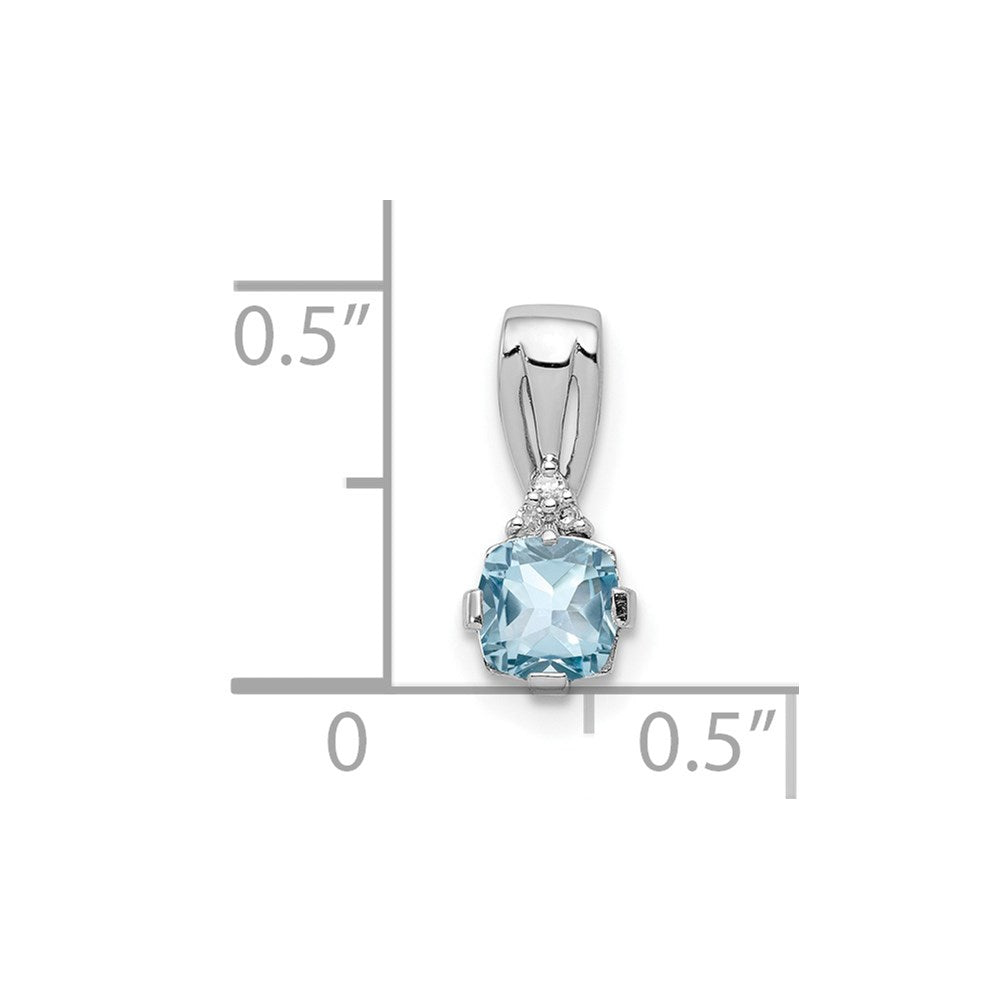 Sterling Silver Rhodium Plated Diamond & Sky Blue Topaz Pendant