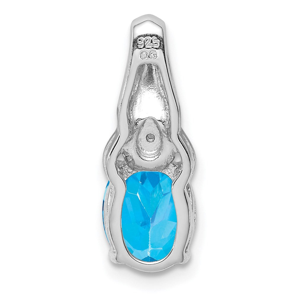 Sterling Silver Rhodium-plated Diamond and Blue Topaz Pendant