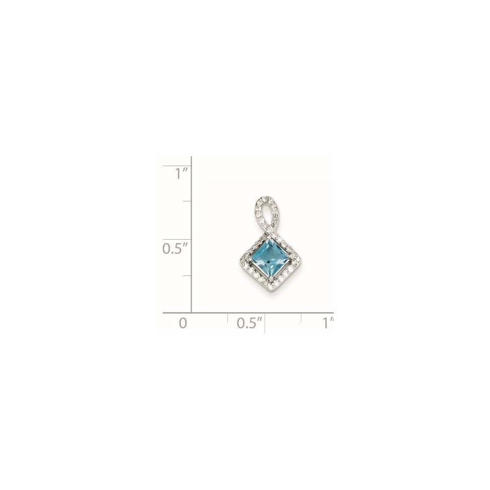 Sterling Silver Diamond & Light Swiss Blue Topaz Pendant