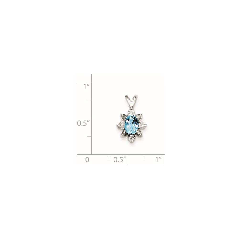 Sterling Silver Diamond & Light Blue Topaz Pendant