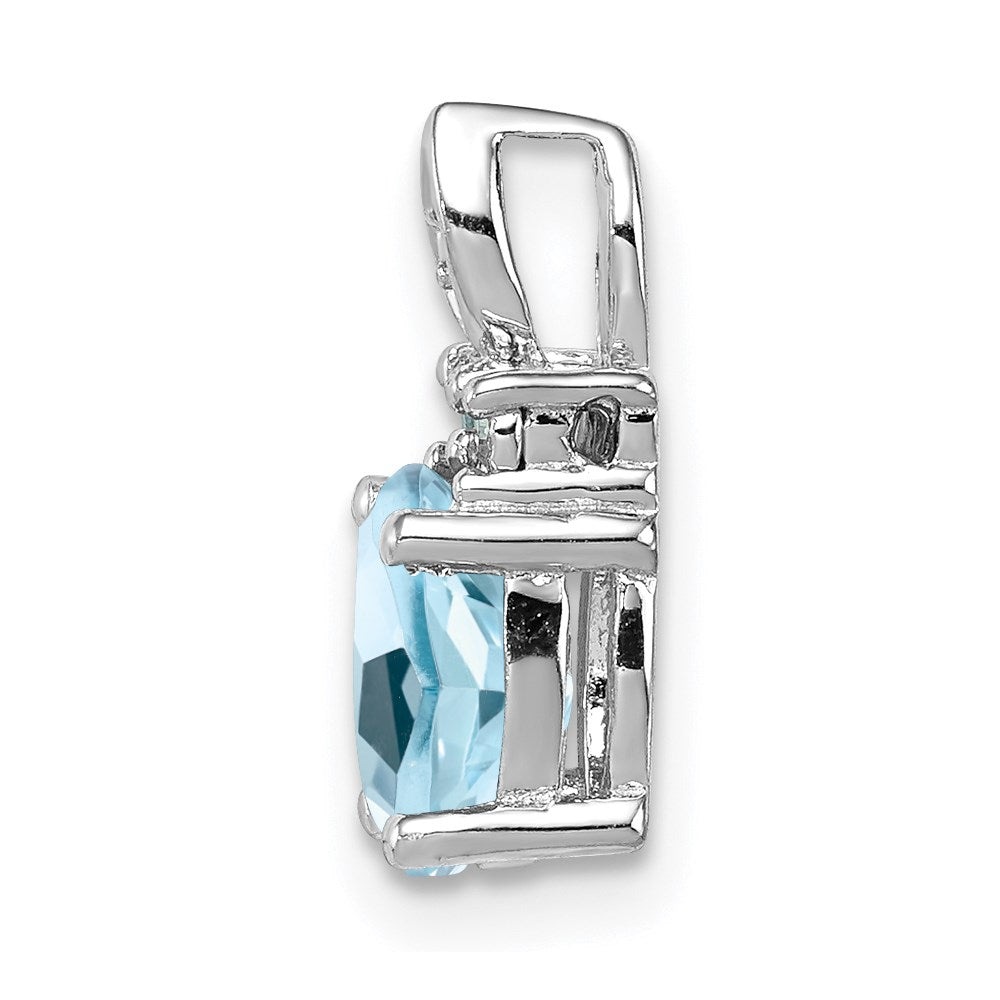 Sterling Silver Rhodium-plated Diamond & Light Blue Topaz Pendant