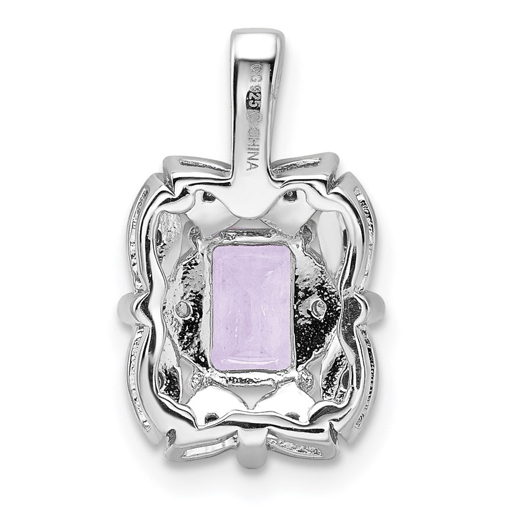 Sterling Silver Rhodium-plated Diamond & Pink Quartz Pendant