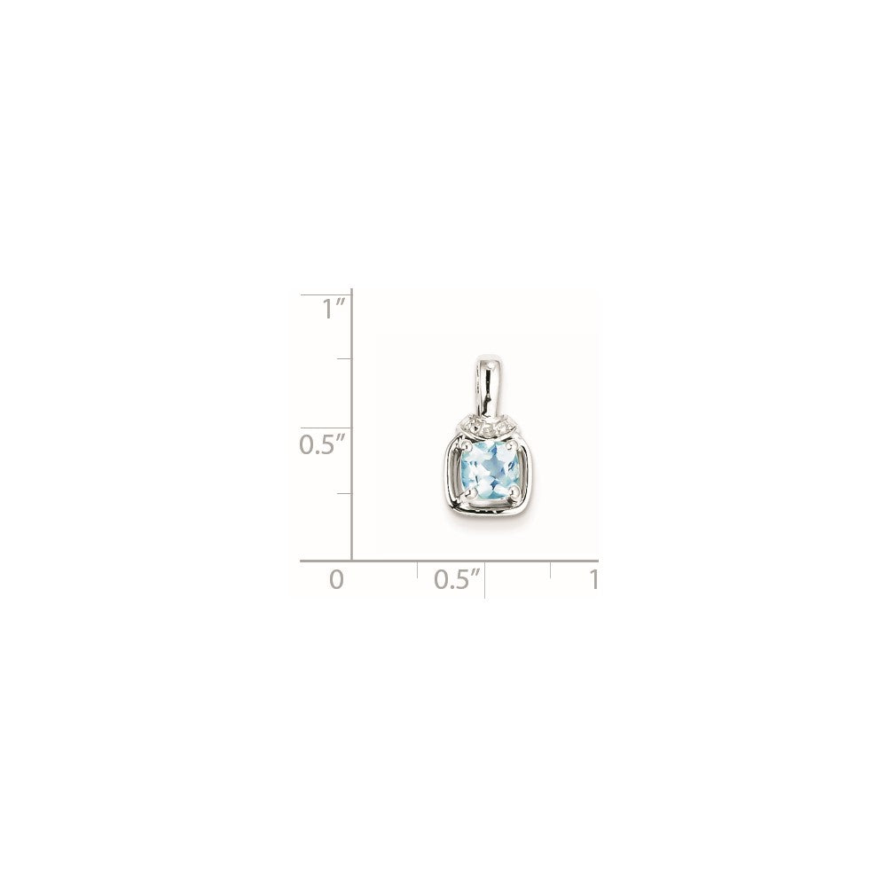 Sterling Silver Diamond & Light Blue Topaz Pendant