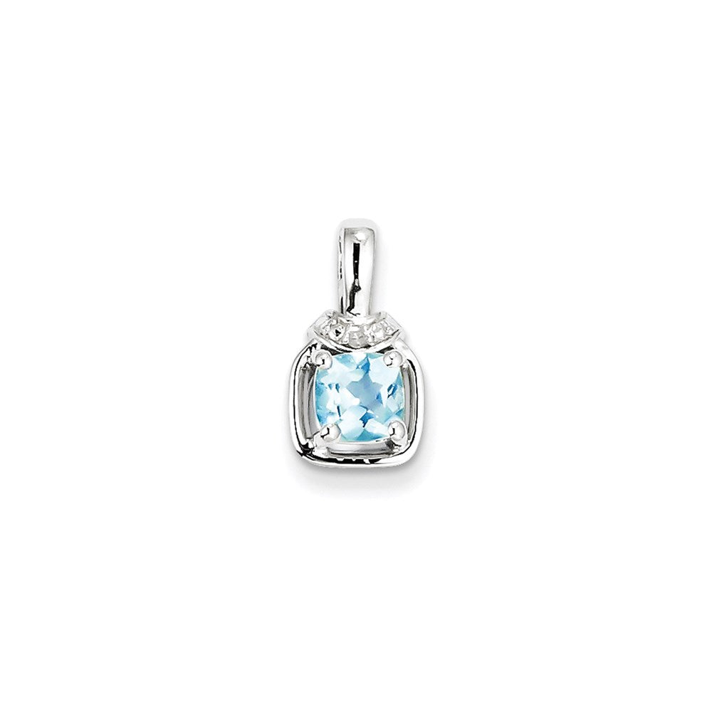 Sterling Silver Diamond & Light Blue Topaz Pendant