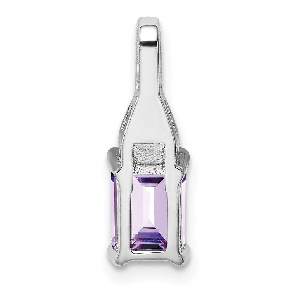 Sterling Silver Rhodium-plated Diamond & Pink Quartz Pendant