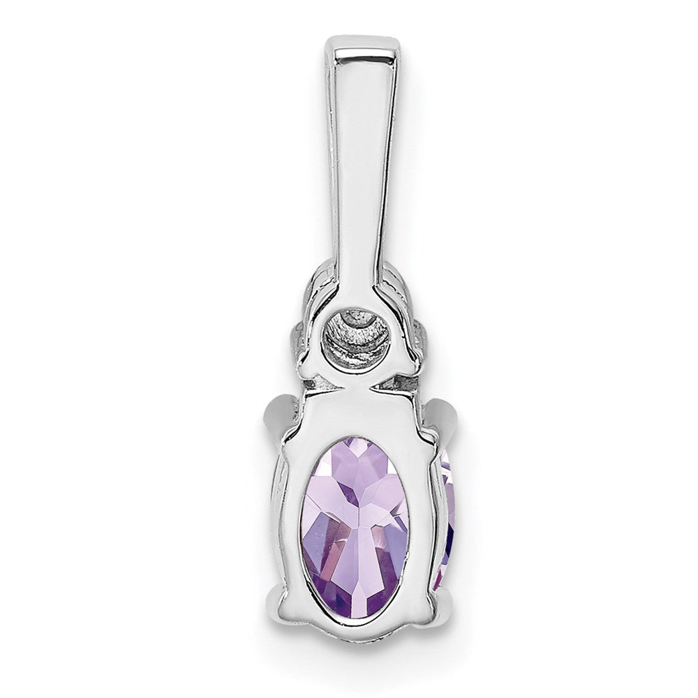 Sterling Silver Rhodium-plated Diamond & Pink Quartz Pendant