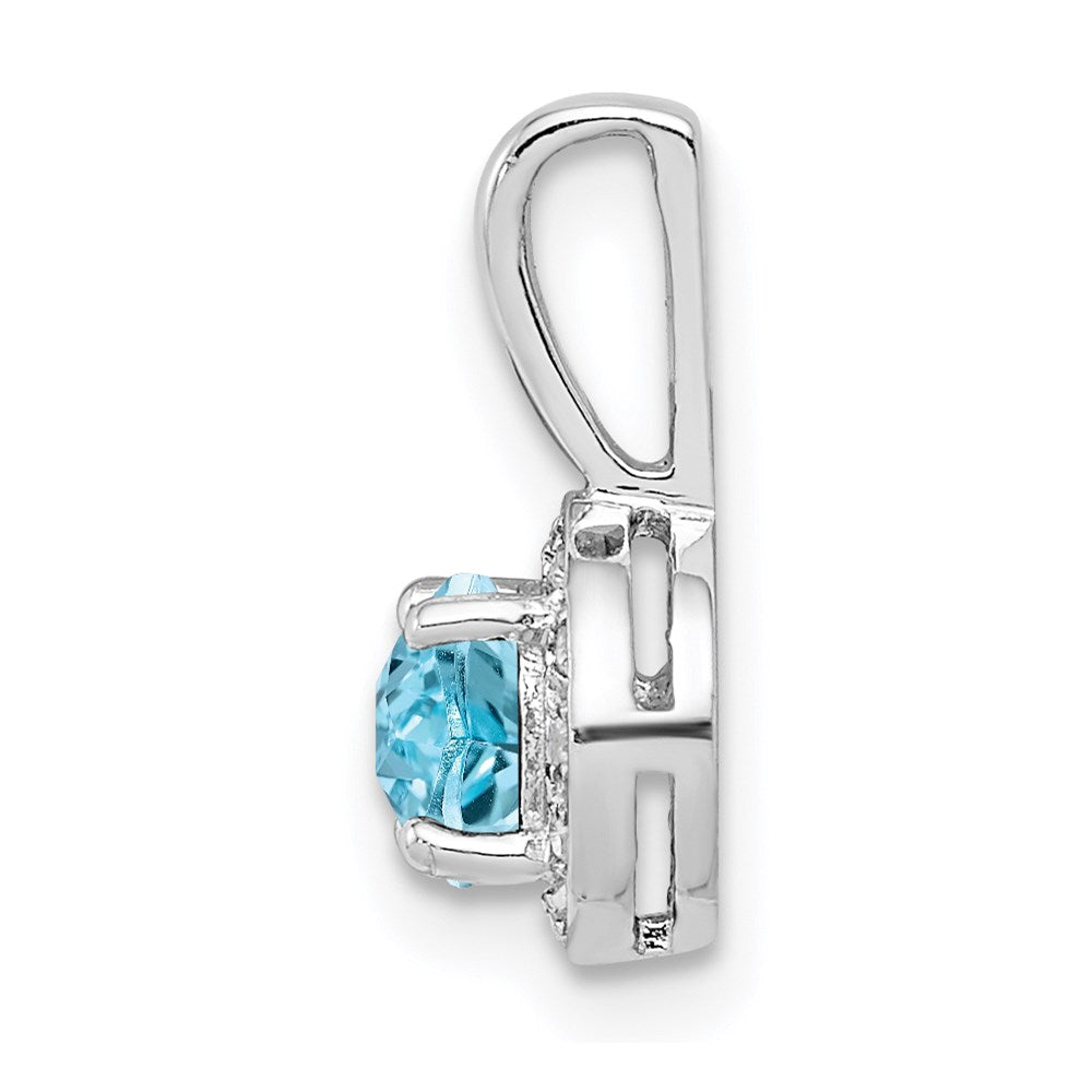 Sterling Silver Rhodium-plated Diamond Light Swiss Blue Pendant