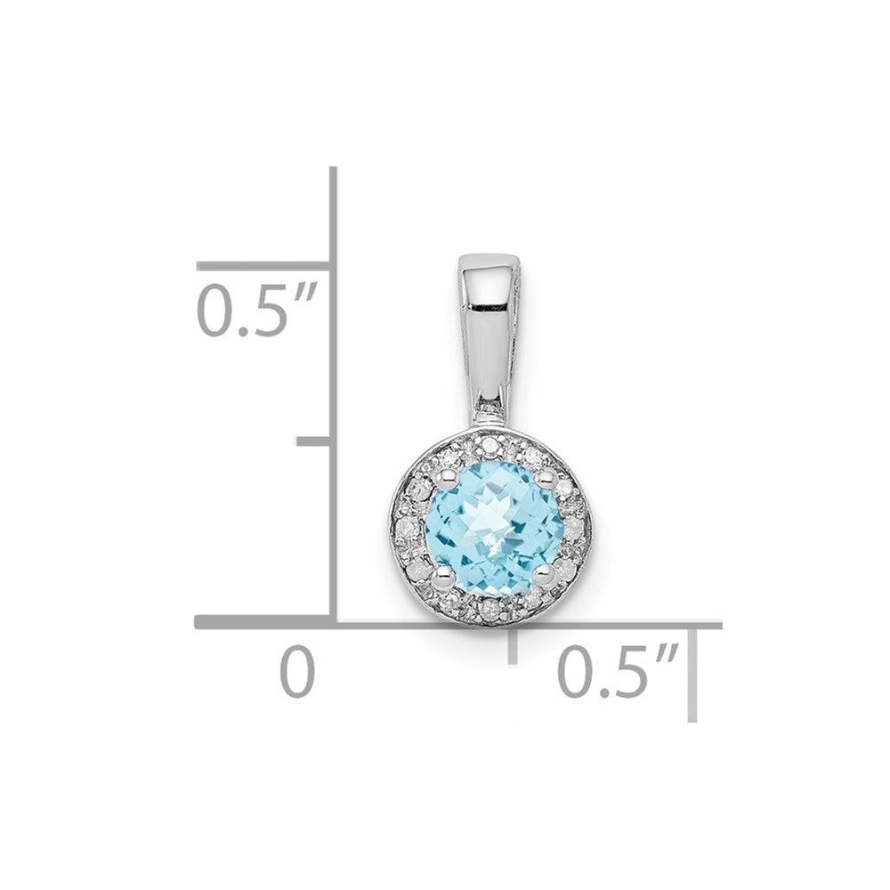 Sterling Silver Rhodium-plated Diamond Light Swiss Blue Pendant