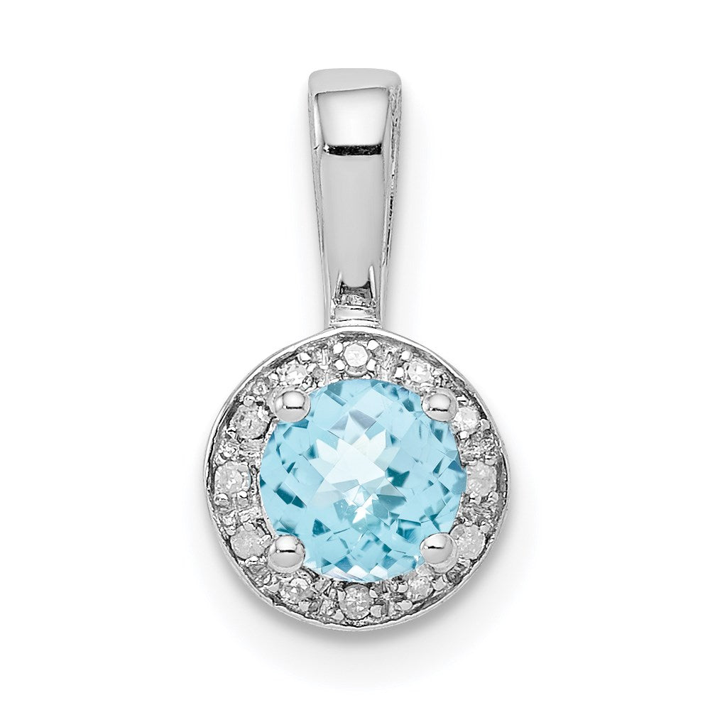 Sterling Silver Rhodium-plated Diamond Light Swiss Blue Pendant