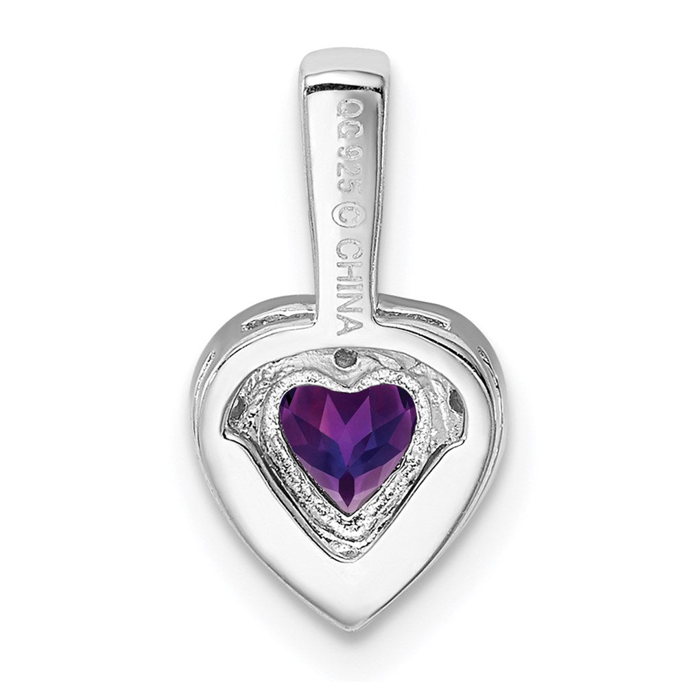 Sterling Silver Rhodium-plated Diamond and Amethyst Pendant