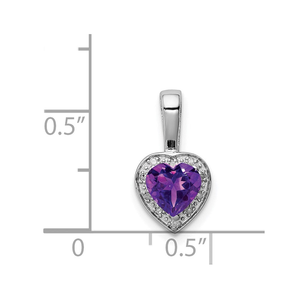 Sterling Silver Rhodium-plated Diamond and Amethyst Pendant