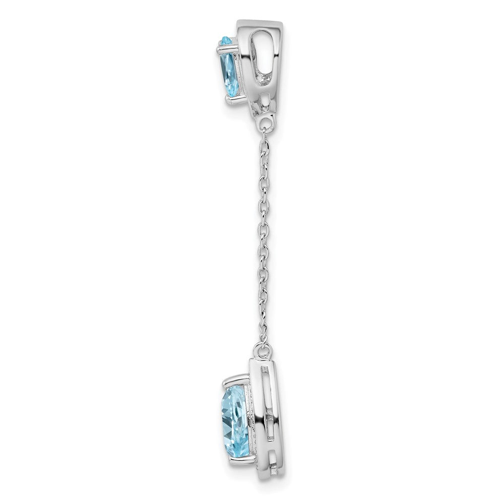 Sterling Silver Rhodium-plated Diamond Light Swiss Blue Pendant