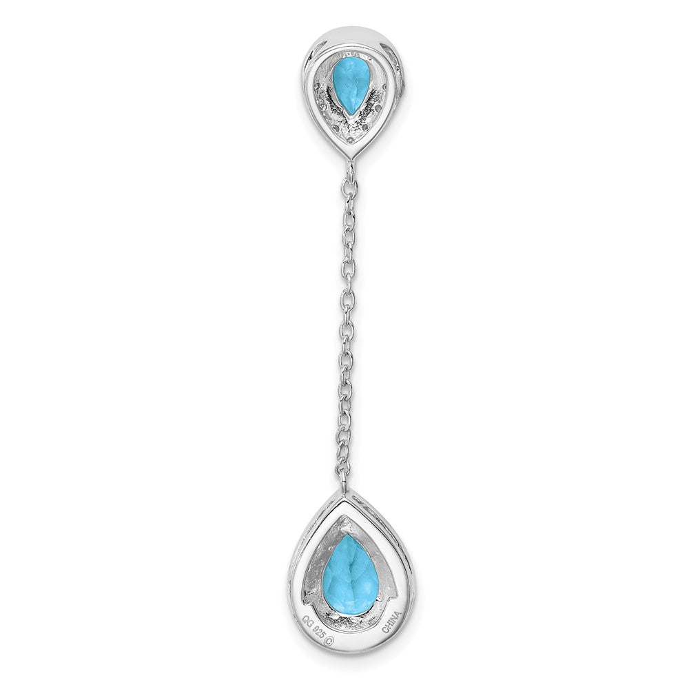 Sterling Silver Rhodium-plated Diamond Light Swiss Blue Pendant