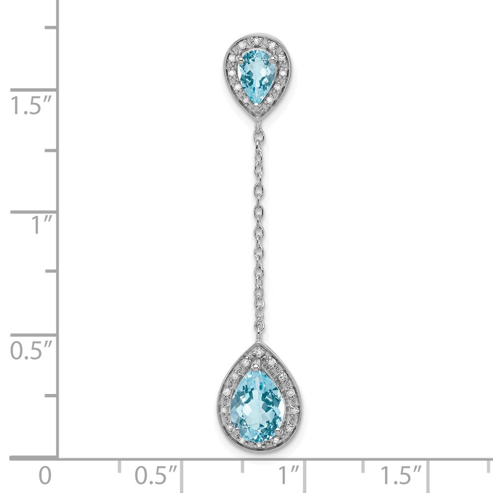 Sterling Silver Rhodium-plated Diamond Light Swiss Blue Pendant