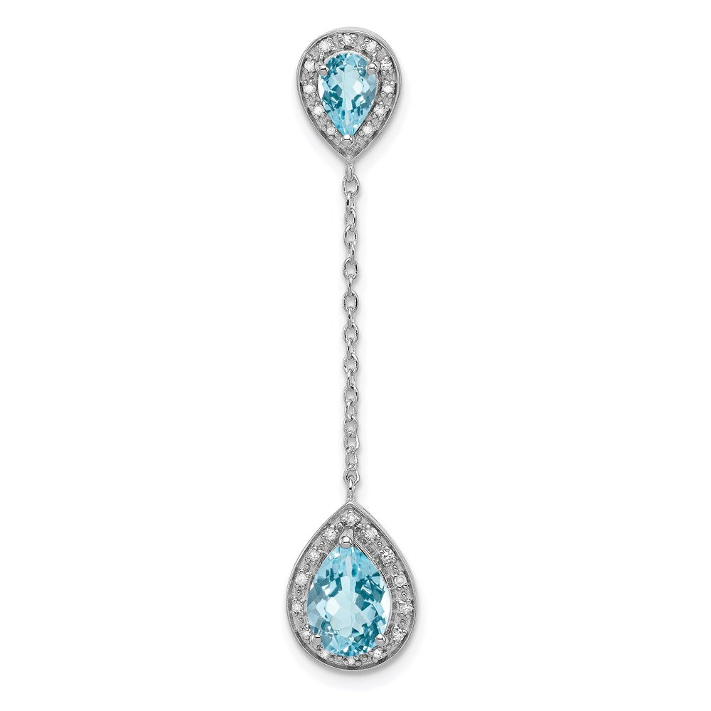 Sterling Silver Rhodium-plated Diamond Light Swiss Blue Pendant