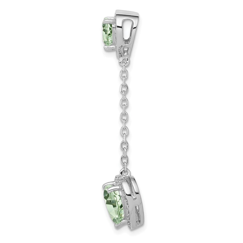 Sterling Silver Rhodium-plated Diamond and Green Quartz Pendant