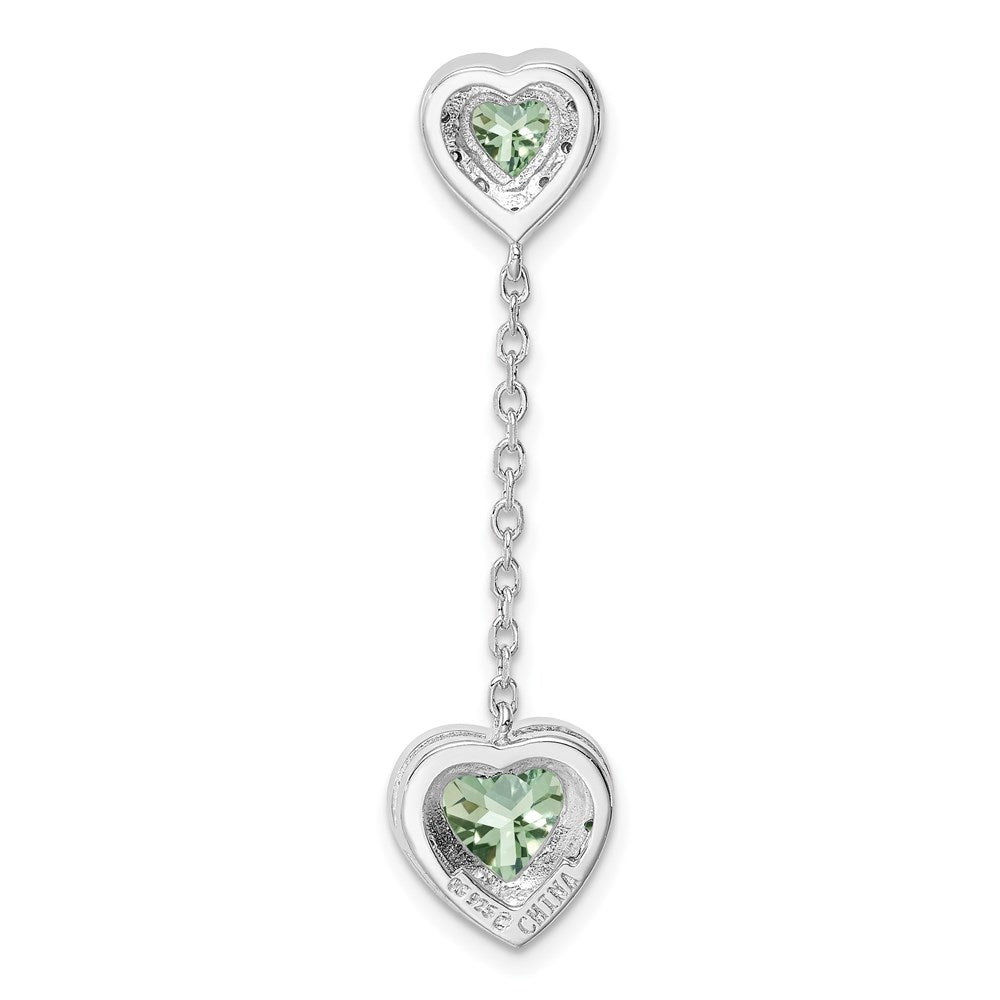 Sterling Silver Rhodium-plated Diamond and Green Quartz Pendant