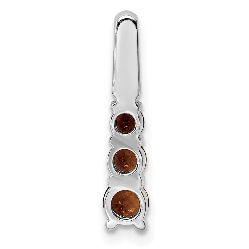 Sterling Silver Rhodium-plated Smoky Quartz Diamond Pendant