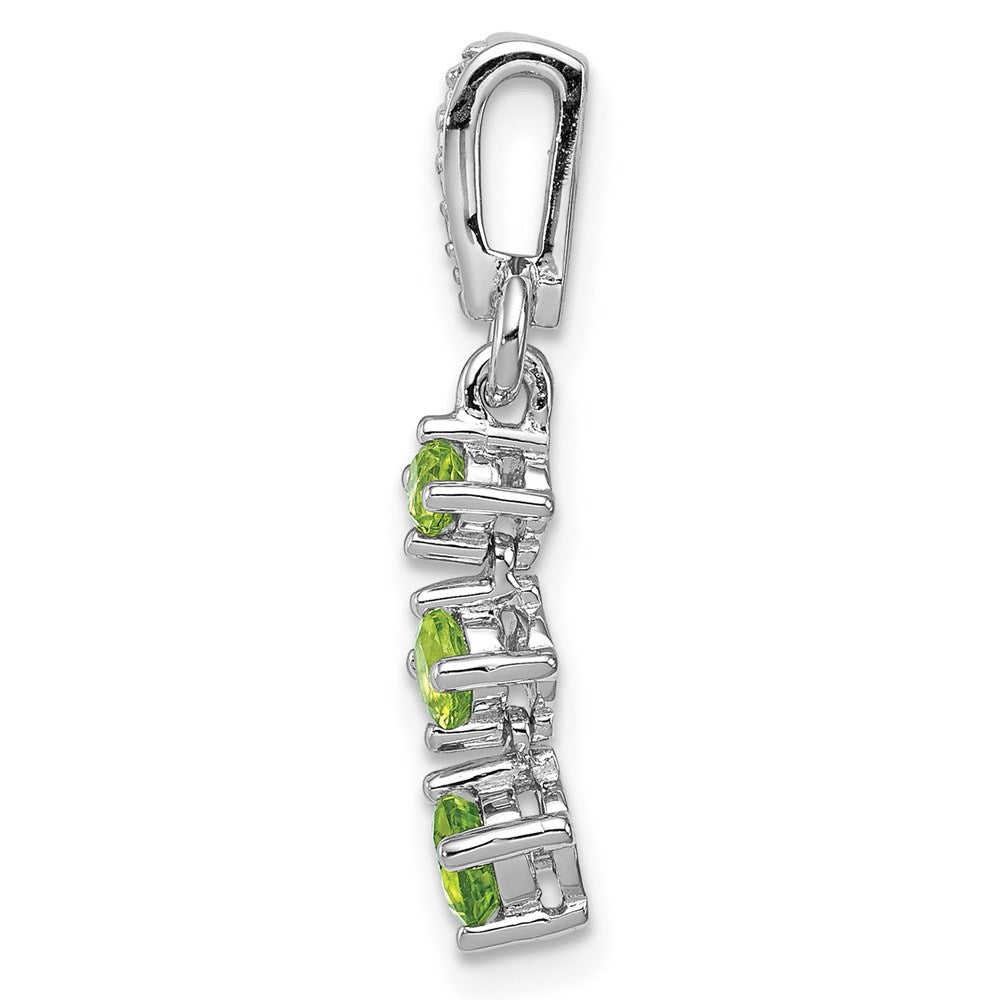 Sterling Silver Rhodium-plated Peridot Diamond Pendant