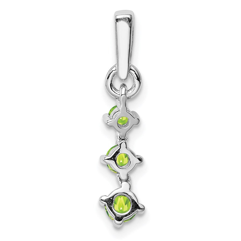 Sterling Silver Rhodium-plated Peridot Diamond Pendant