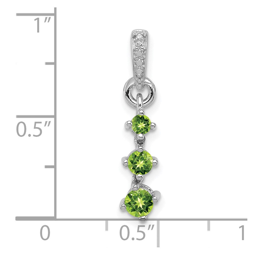 Sterling Silver Rhodium-plated Peridot Diamond Pendant