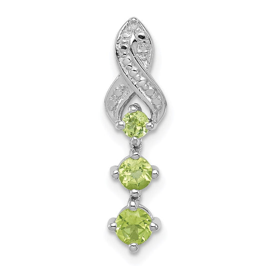 Sterling Silver Rhodium-plated Peridot and Diamond Pendant