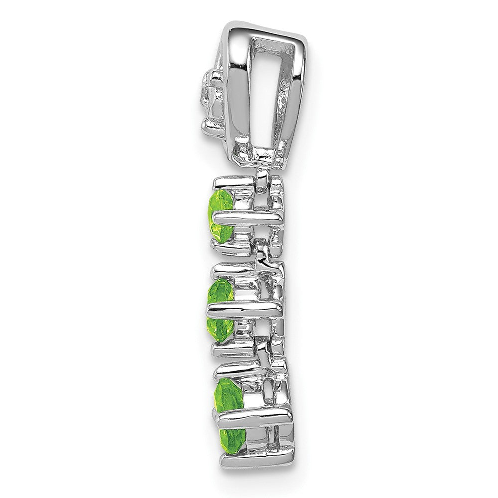 Sterling Silver Rhodium-plated Peridot Diamond Pendant