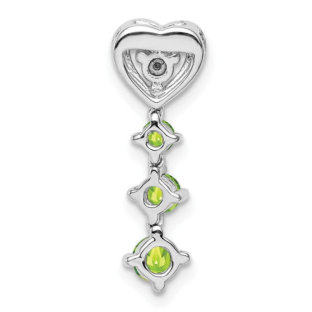 Sterling Silver Rhodium-plated Peridot Diamond Pendant