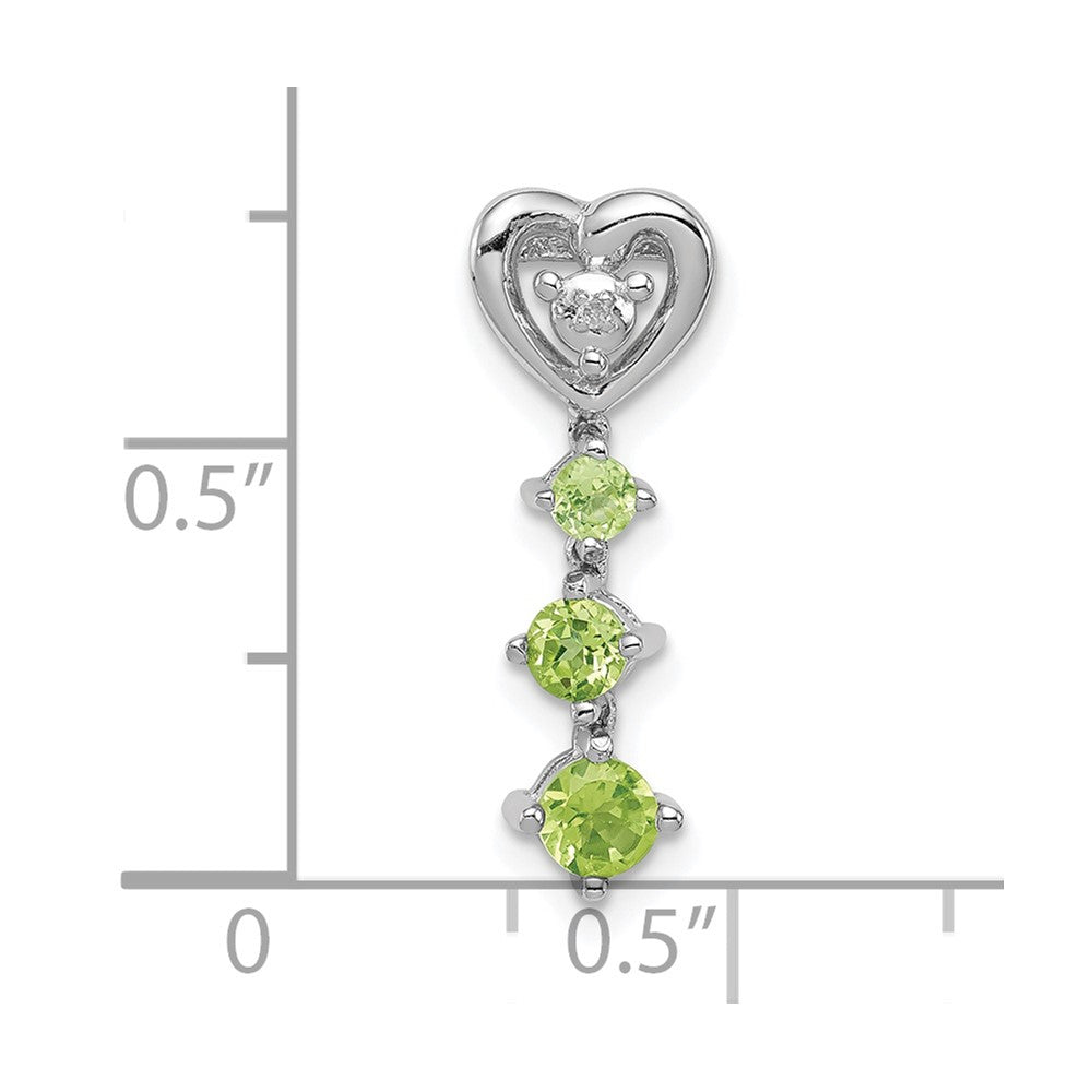 Sterling Silver Rhodium-plated Peridot Diamond Pendant