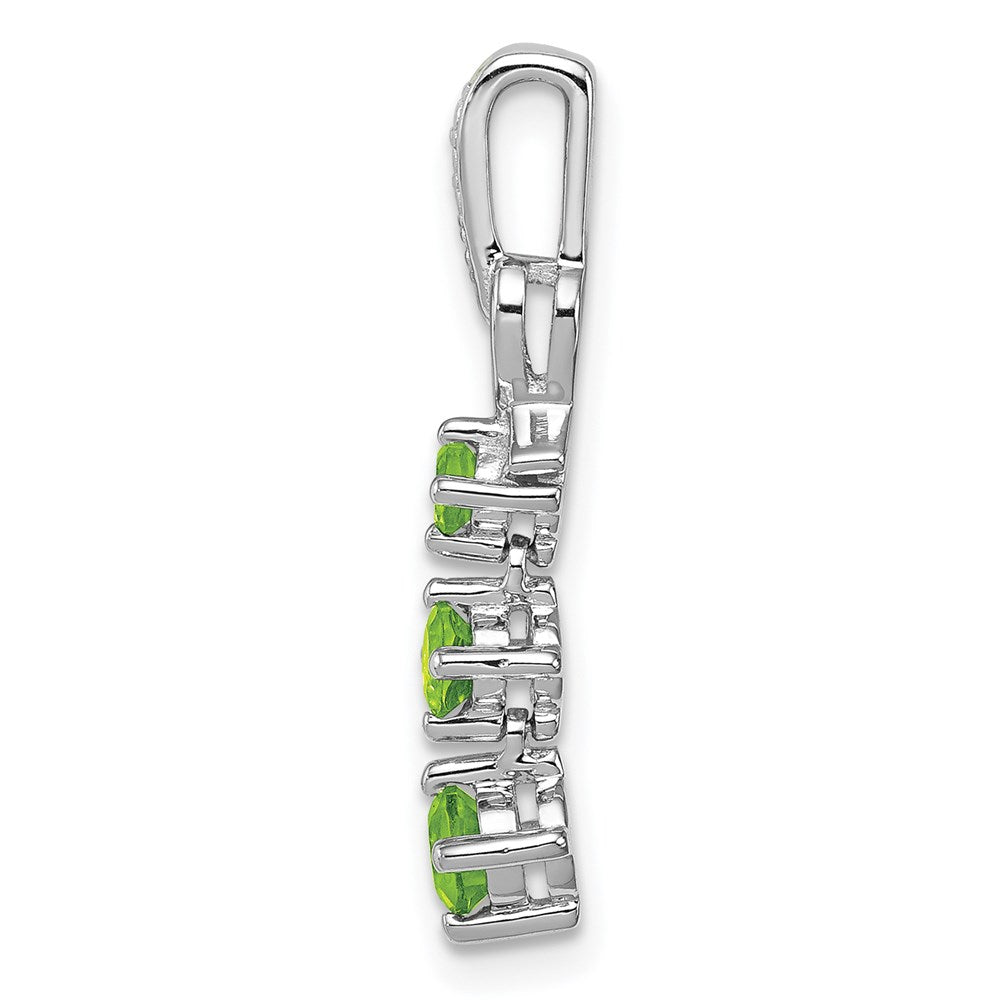 Sterling Silver Rhodium-plated Peridot and Diamond Pendant