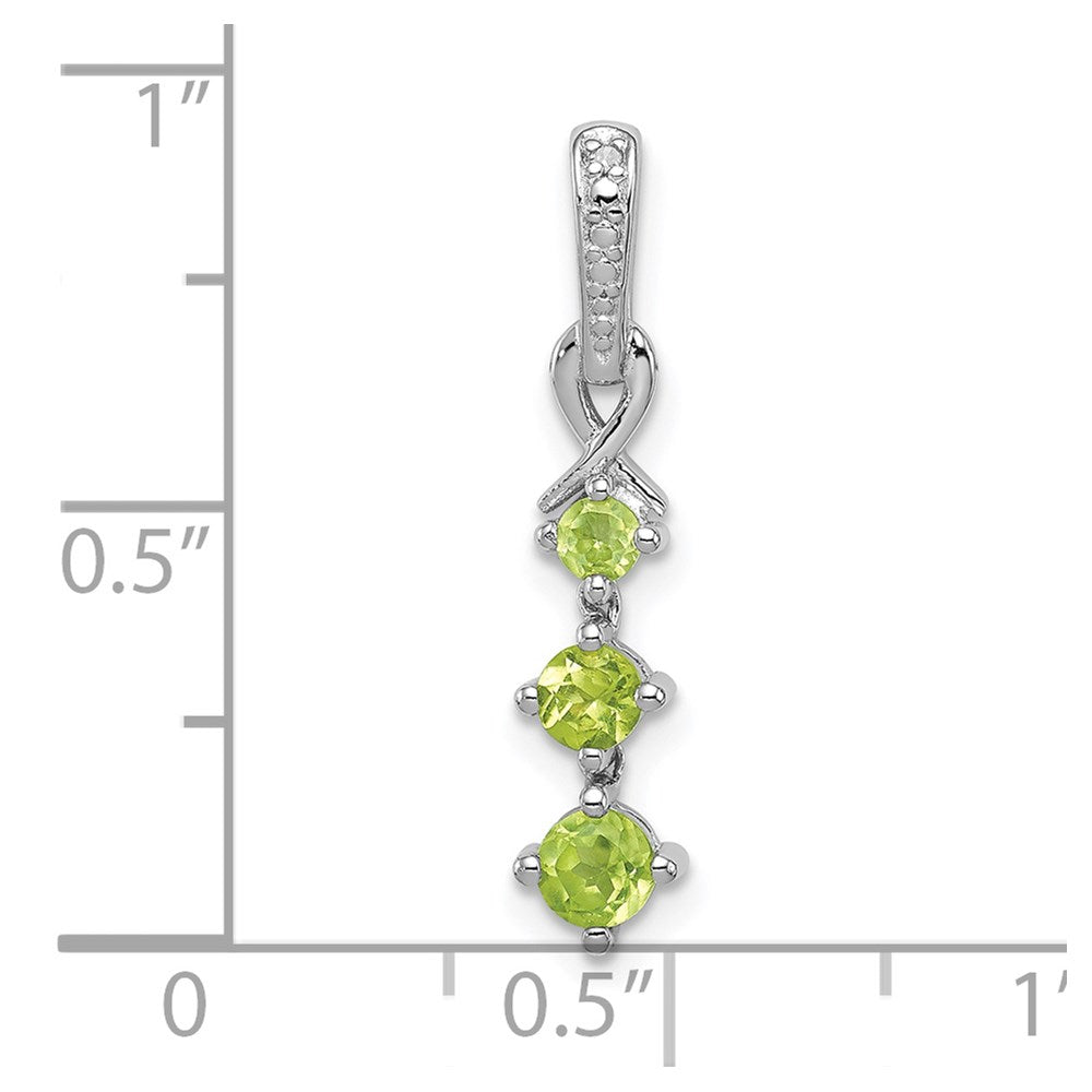 Sterling Silver Rhodium-plated Peridot and Diamond Pendant