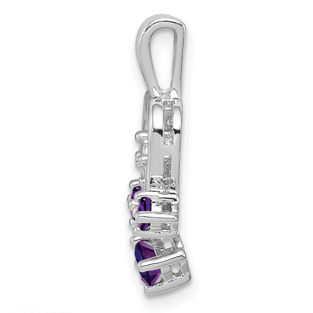 Sterling Silver Rhodium-plated Amethyst Diamond Pendant