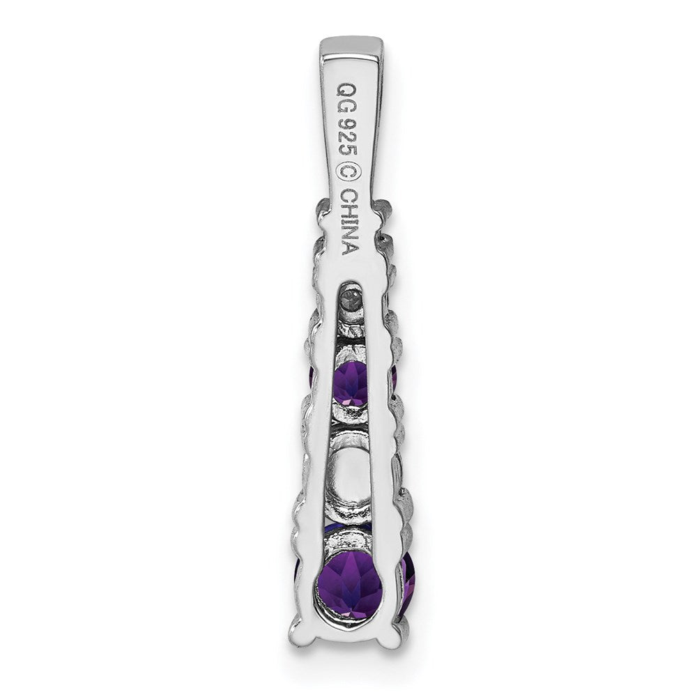 Sterling Silver Rhodium-plated Amethyst and Diamond Pendant