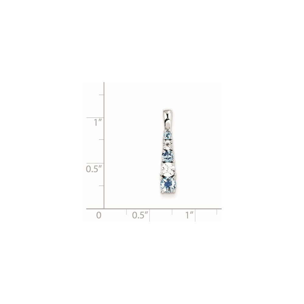 Sterling Silver Blue Topaz & Diamond Pendant