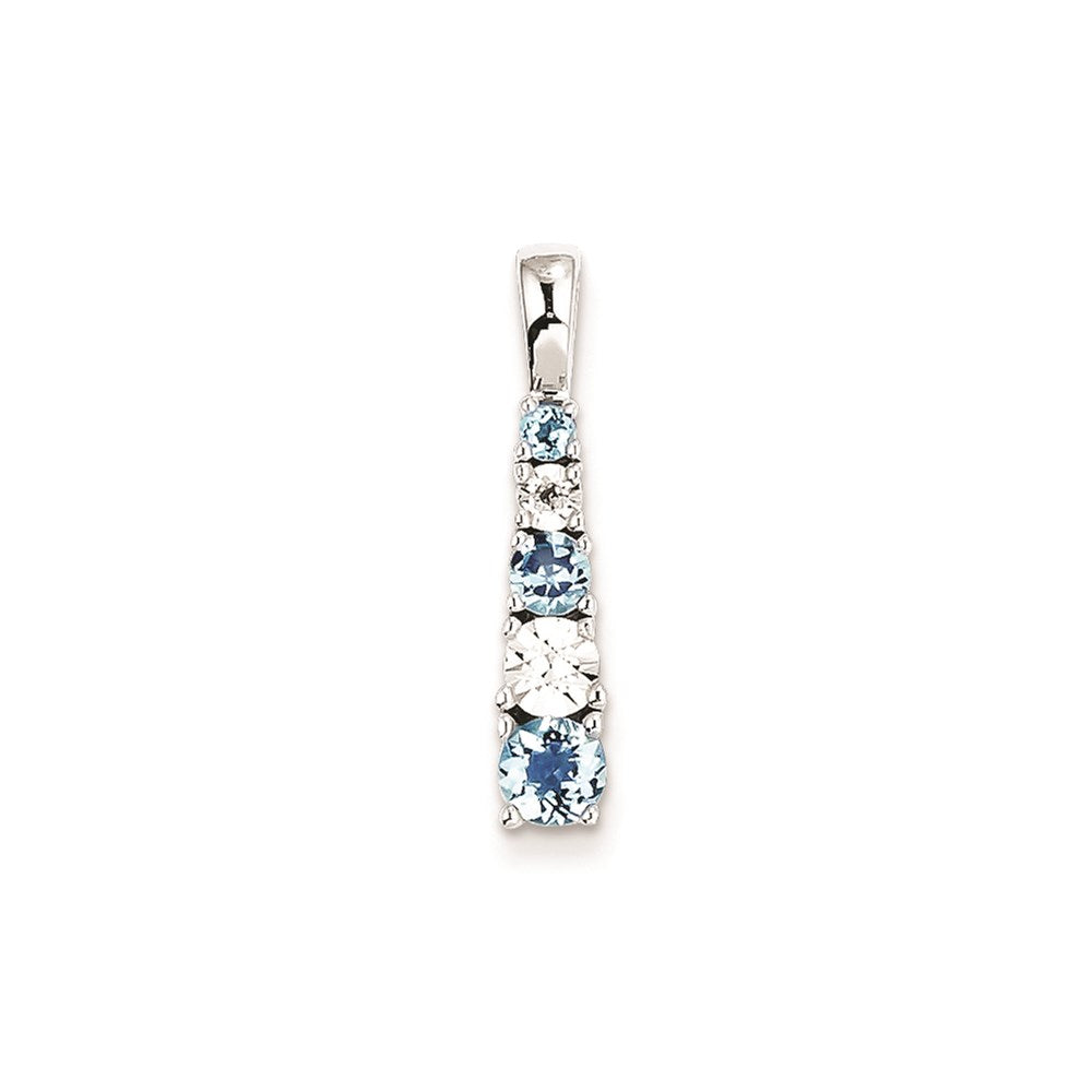 Sterling Silver Blue Topaz & Diamond Pendant