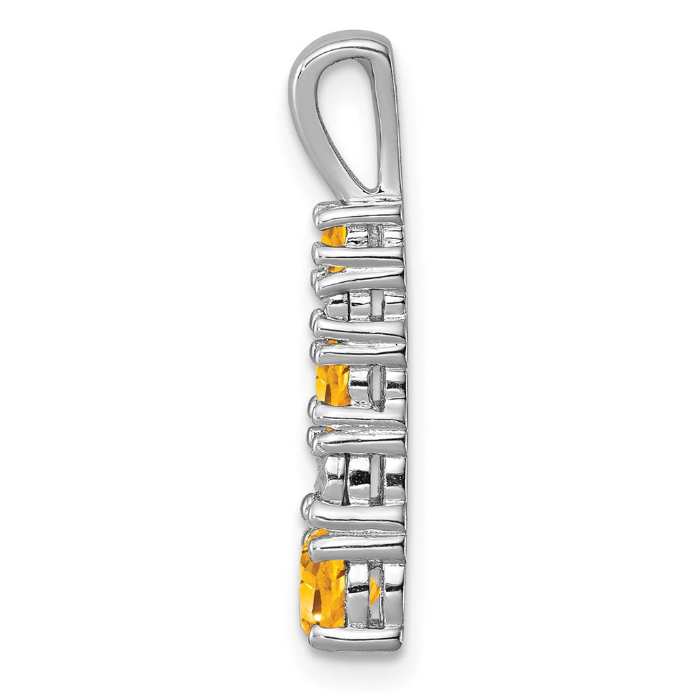 Sterling Silver Rhodium-plated Citrine & Diamond Pendant