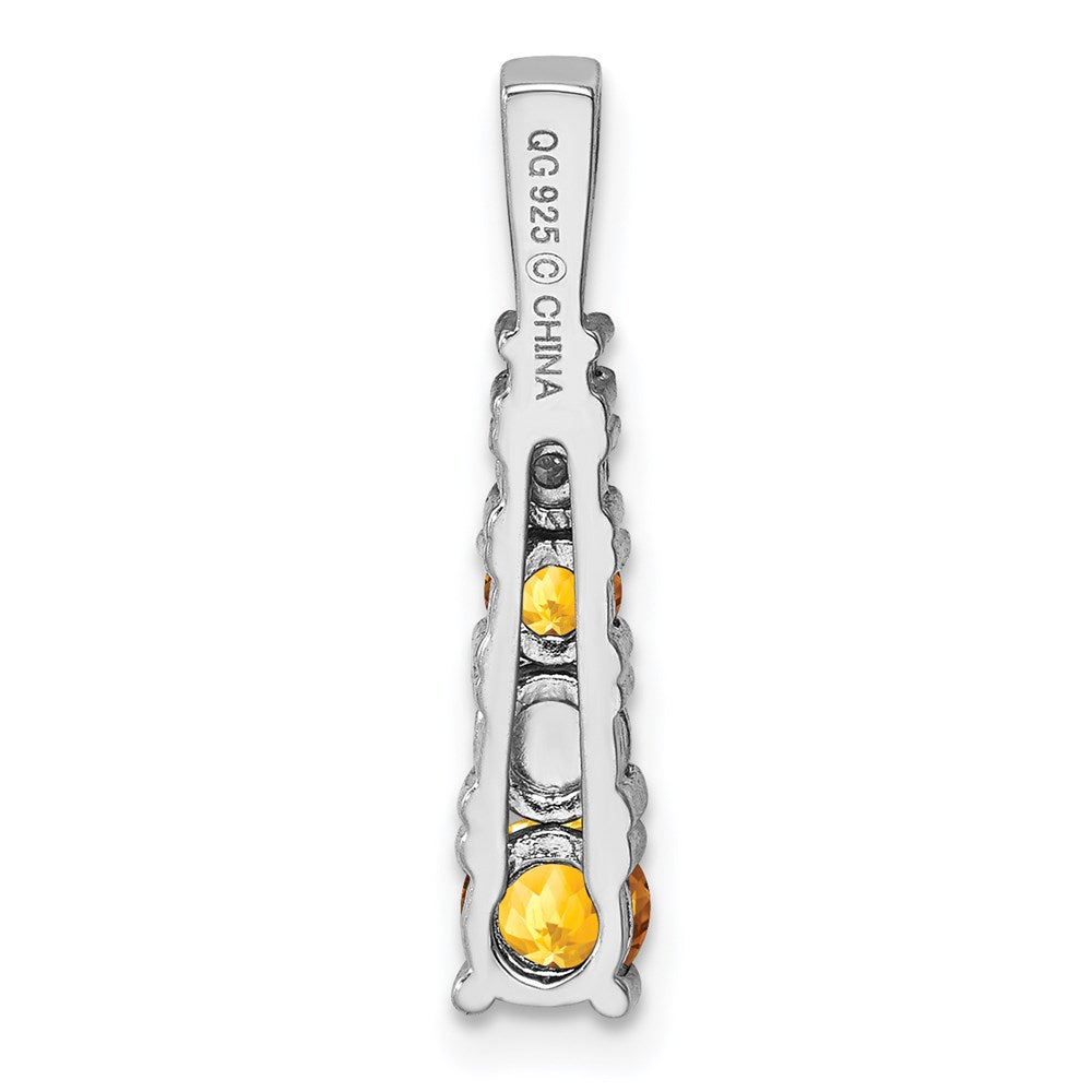 Sterling Silver Rhodium-plated Citrine & Diamond Pendant