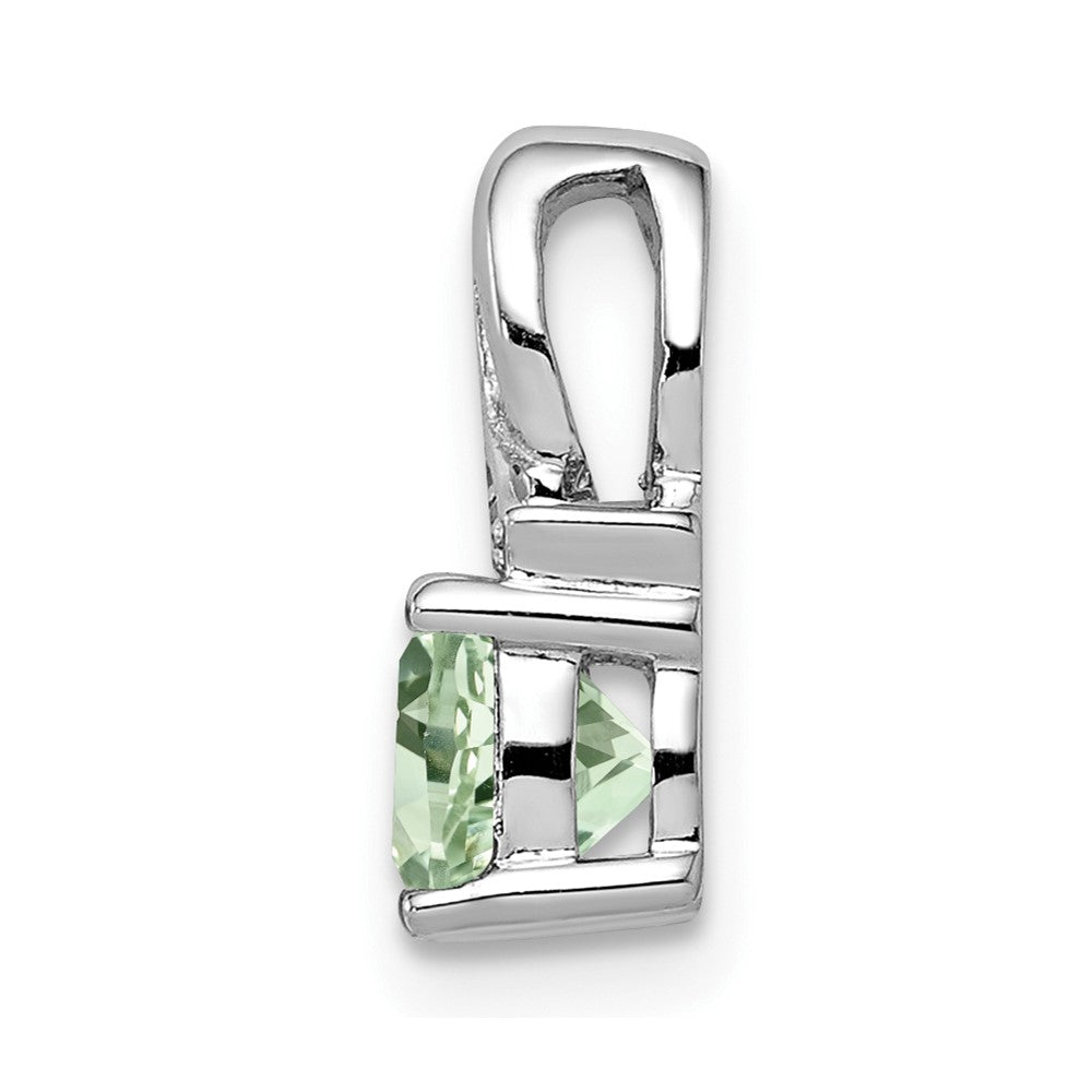 Sterling Silver Rhodium-plated Green Quartz Diamond Pendant