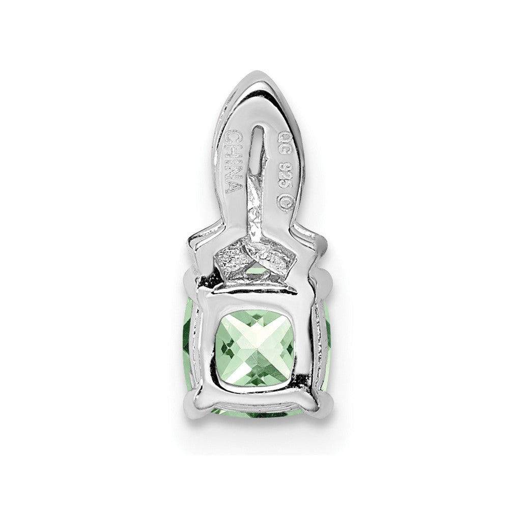 Sterling Silver Rhodium-plated Green Quartz Diamond Pendant