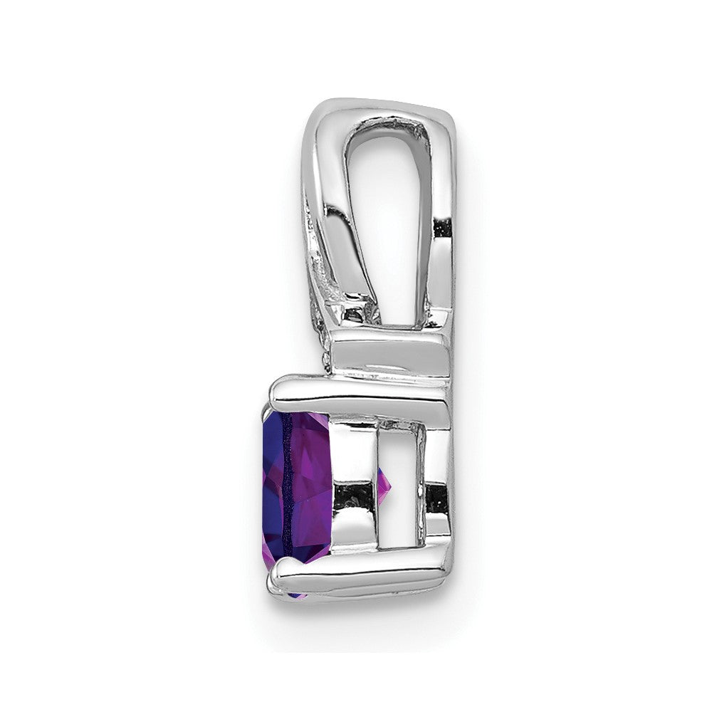 Sterling Silver Rhodium-plated Amethyst Diamond Pendant