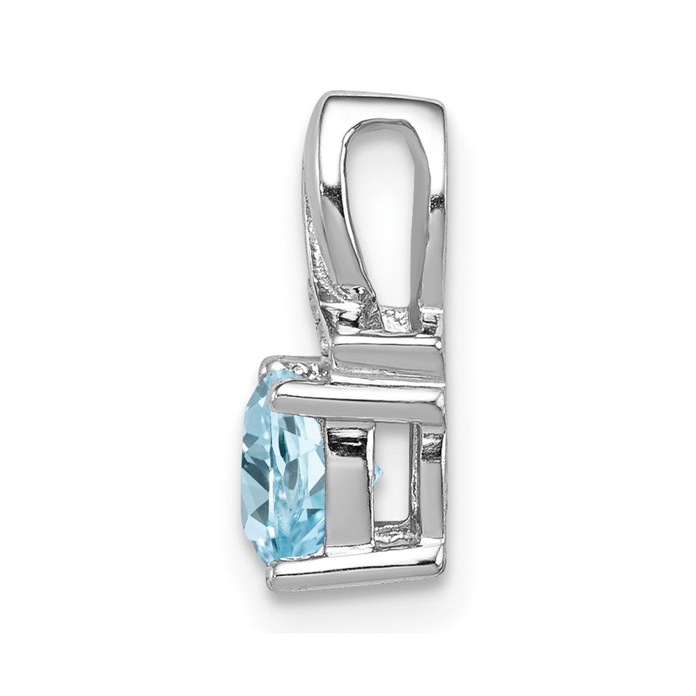 Sterling Silver Rhodium-plated Light Swiss Blue Topaz Diamond Pendant