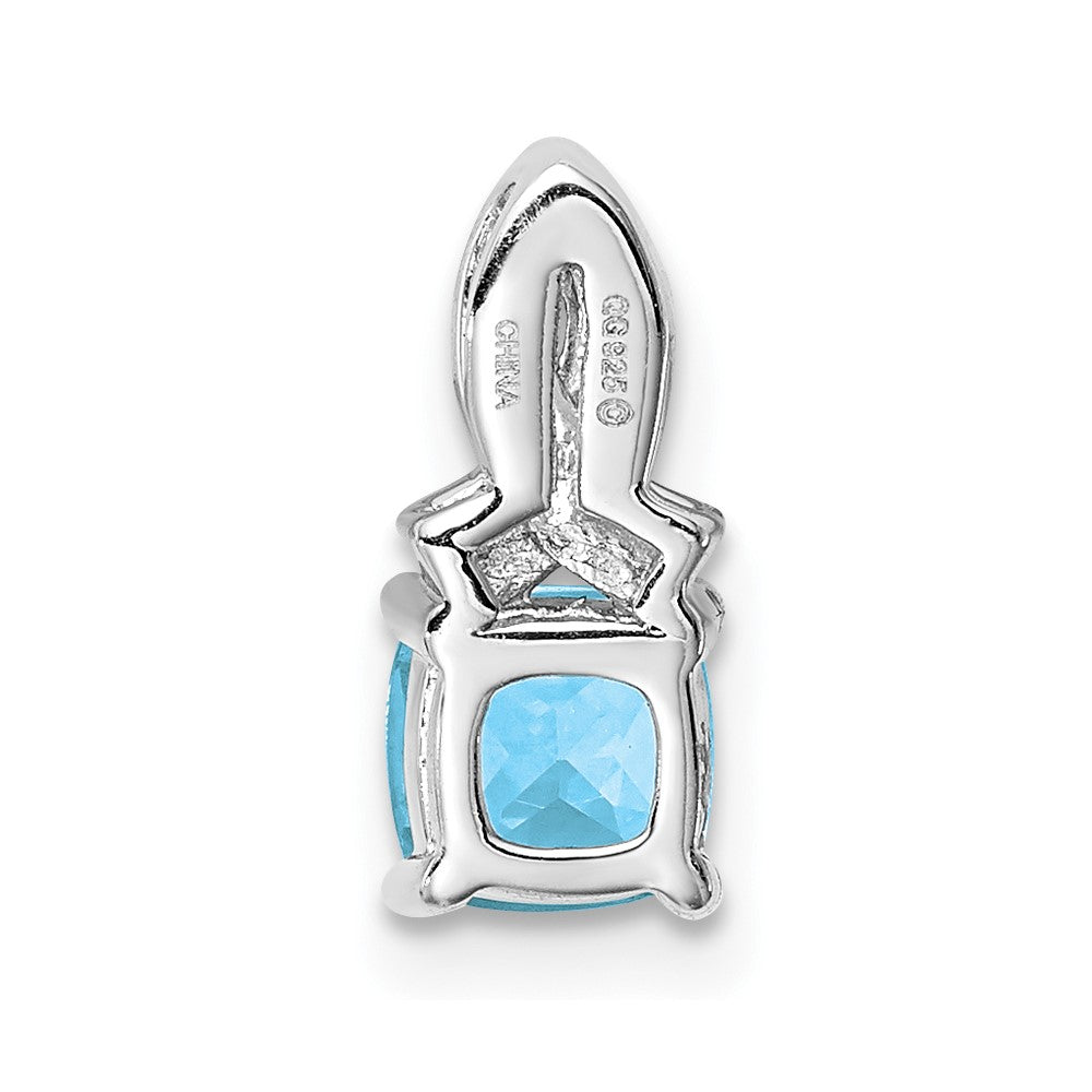 Sterling Silver Rhodium-plated Light Swiss Blue Topaz Diamond Pendant