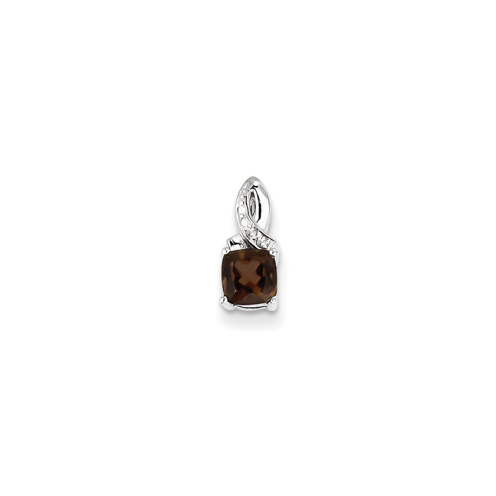 Sterling Silver Smoky Quartz Diamond Pendant