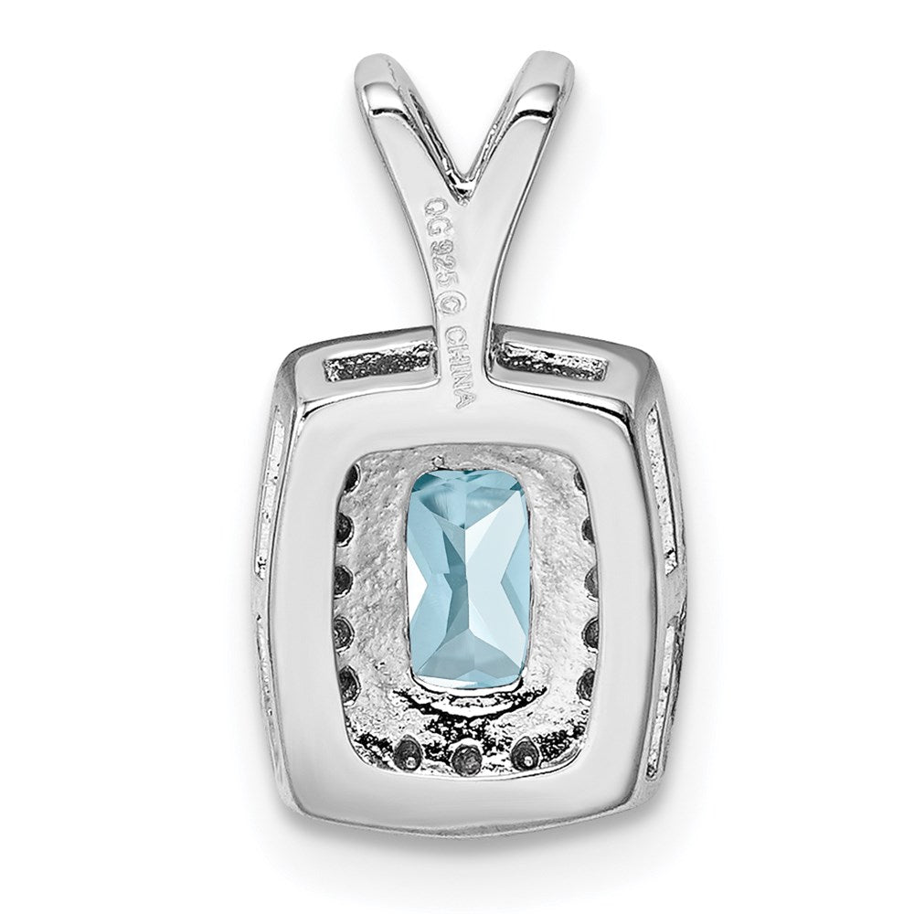 Sterling Silver Rhodium-plated Light Swiss Blue Topaz Diamond Pendant