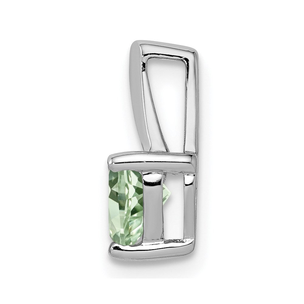 Sterling Silver Rhodium-plated Green Quartz & Diamond Pendant