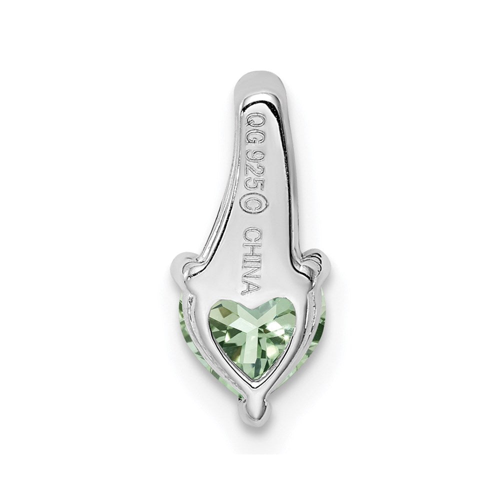 Sterling Silver Rhodium-plated Green Quartz & Diamond Pendant