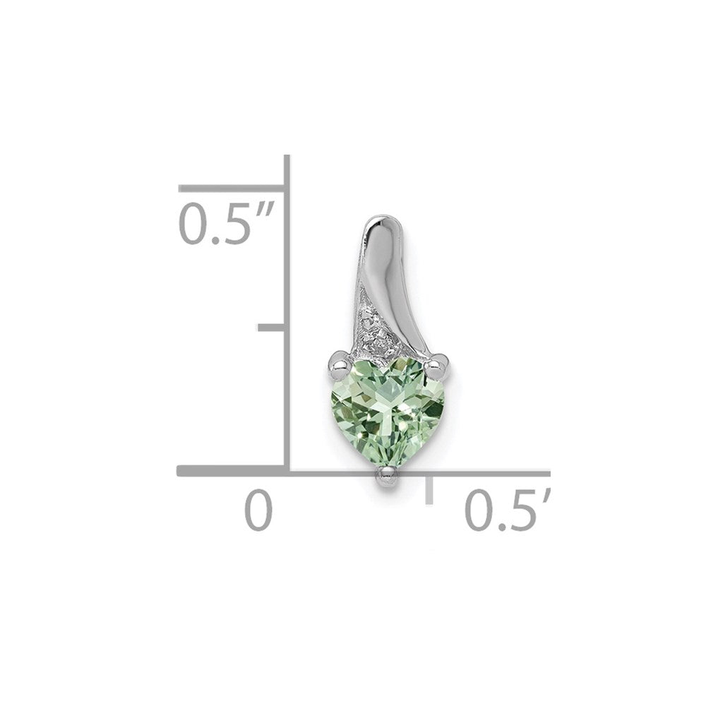 Sterling Silver Rhodium-plated Green Quartz & Diamond Pendant