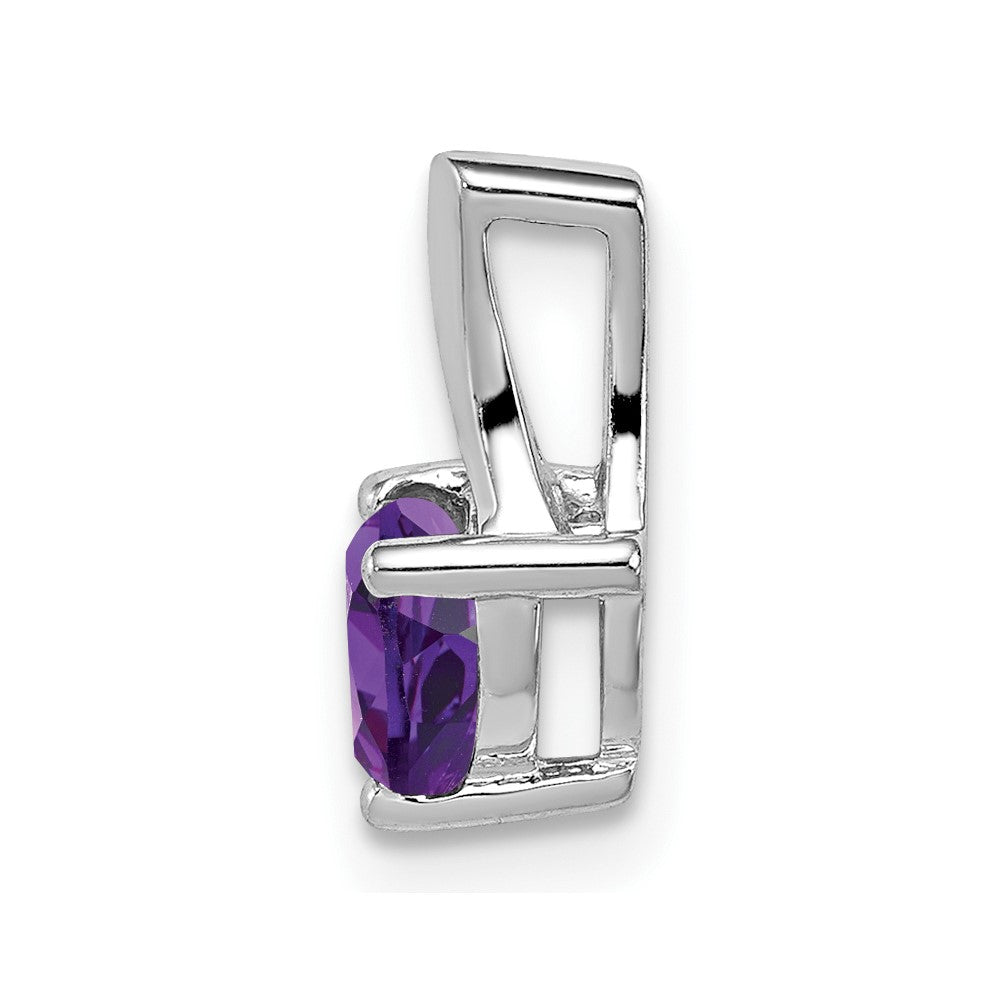 Sterling Silver Rhodium-plated Amethyst Diamond Pendant